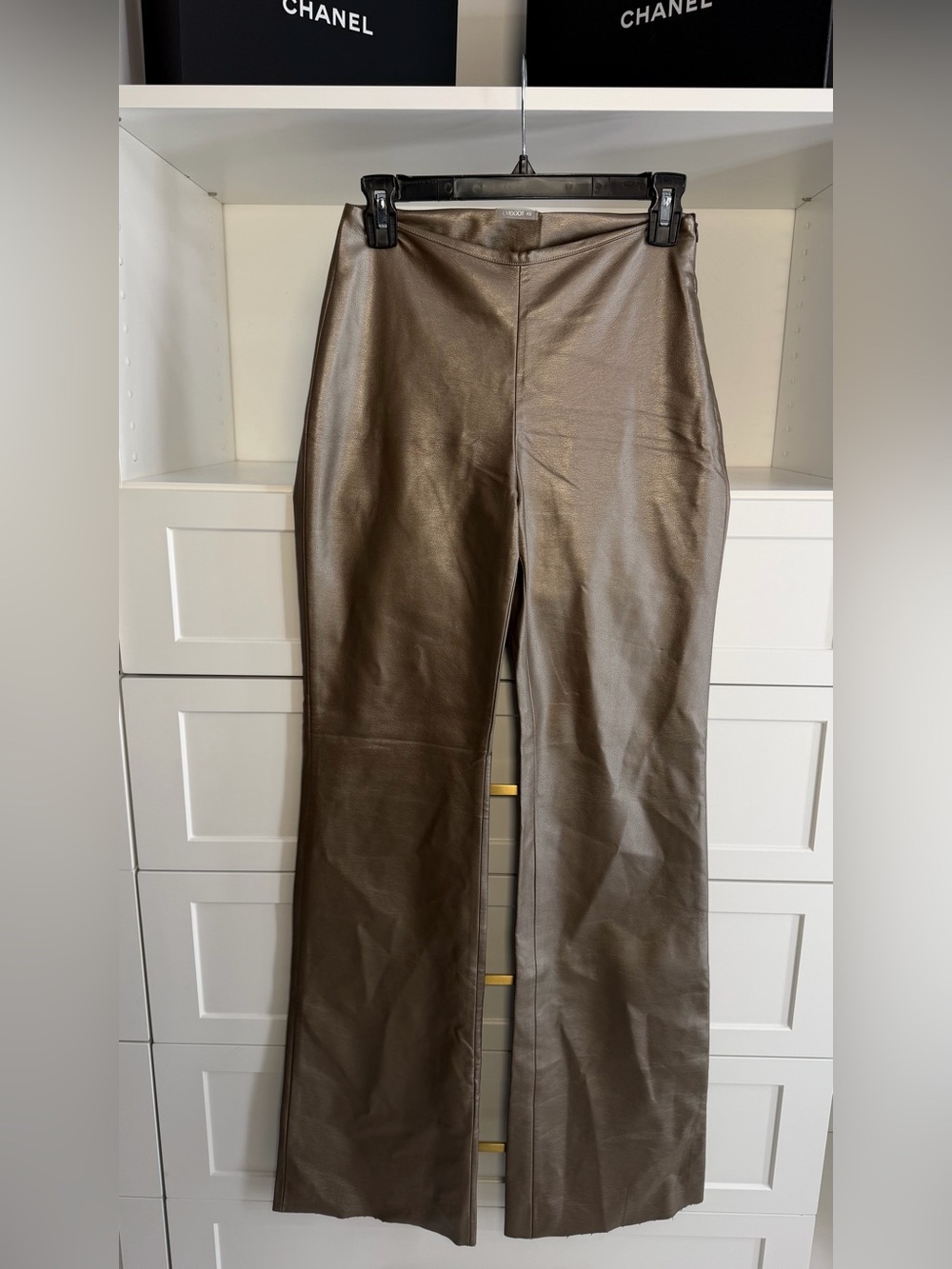 EMBODY Metallic Bronze Faux Leather Wide Leg Pants Size XS